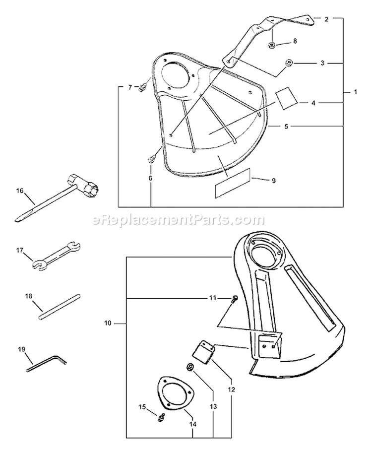 Page B Diagram and Parts List for SRM-310 04001001-04999999 Echo Trimmer