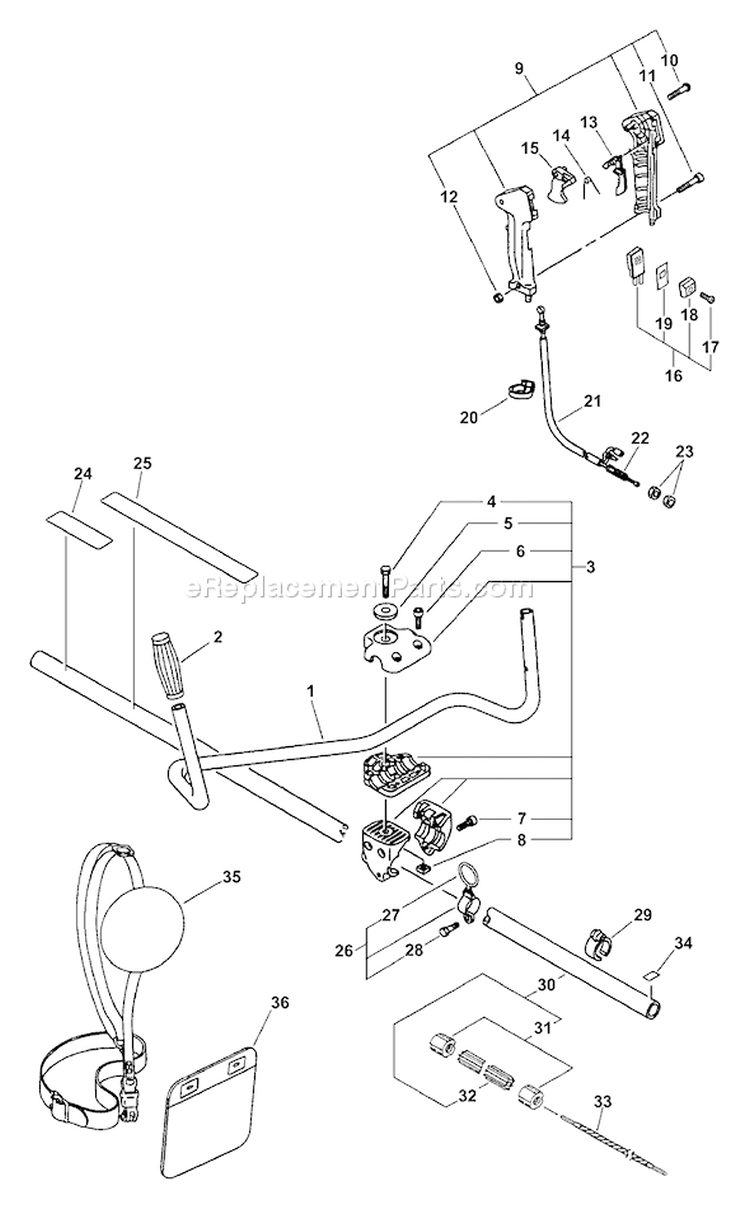 Page H Diagram and Parts List for SRM-310U 04001001-04999999 Echo Trimmer