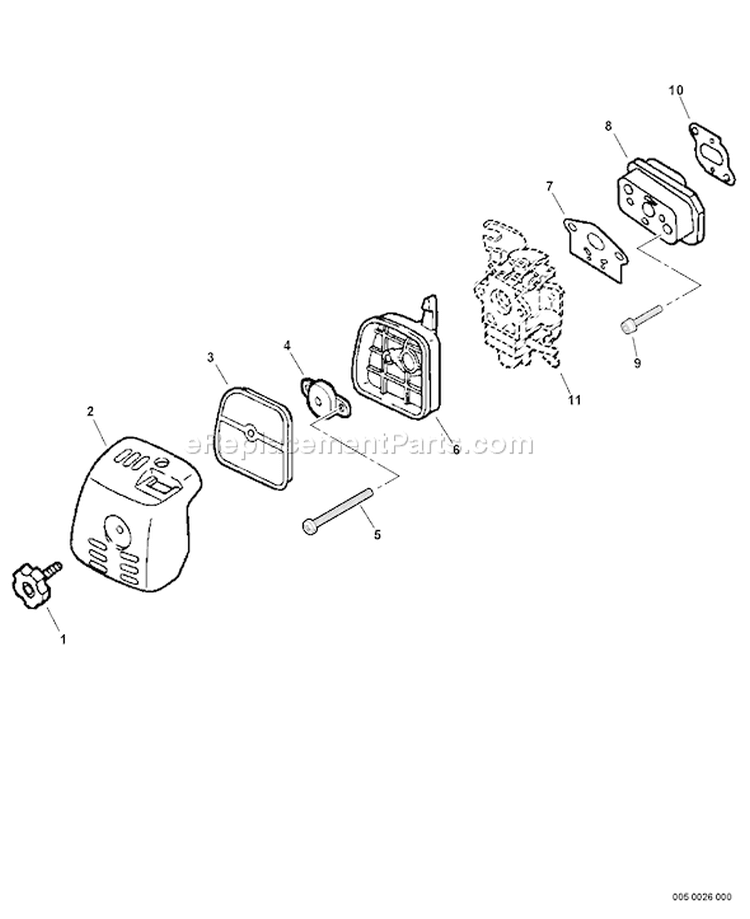Page K Diagram and Parts List for SRM-311 S81913001001-S81913999999 Echo Trimmer