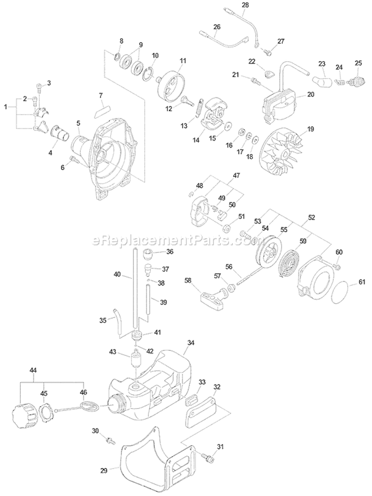 Page E Diagram and Parts List for SRM-340 04001001-04999999 Echo Trimmer