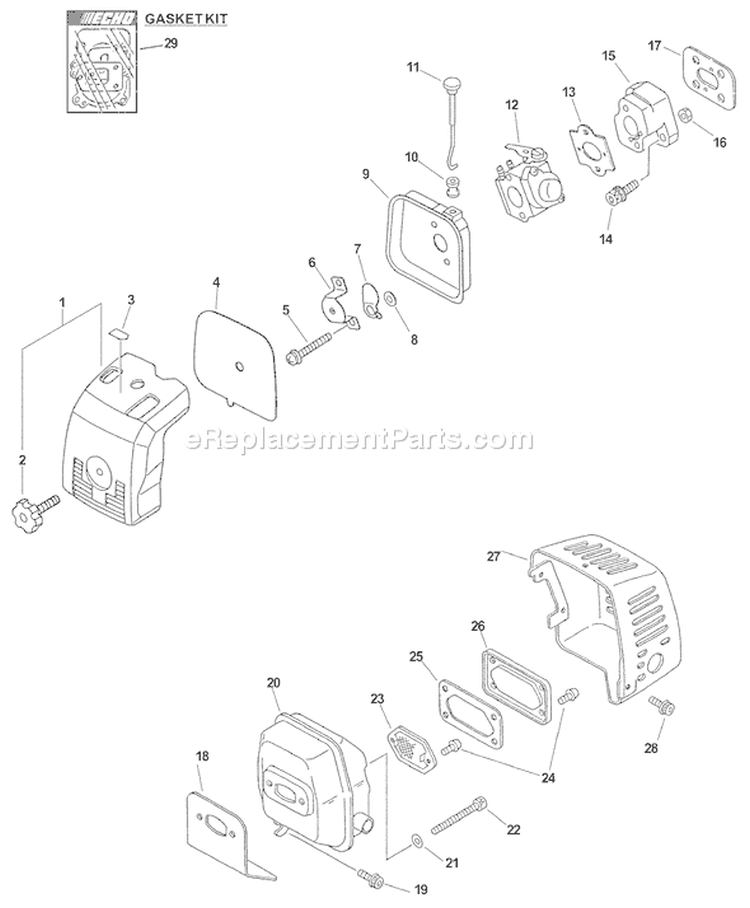 Page F Diagram and Parts List for SRM-340 04001001-04999999 Echo Trimmer