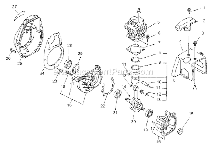 Page C Diagram and Parts List for SRM-3800 Type 1E -After S/N 001001 Echo Trimmer