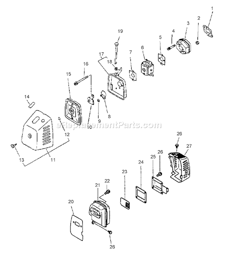 Page G Diagram and Parts List for SRM-3800 Type 1E -After S/N 001001 Echo Trimmer