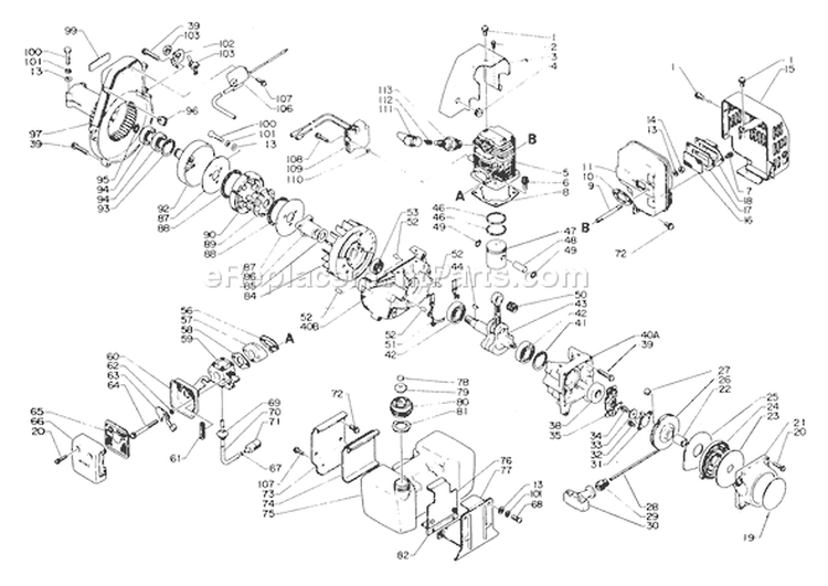 Page C Diagram and Parts List for SRM-400E  Echo Trimmer