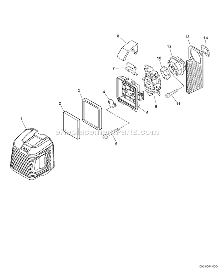 Page K Diagram and Parts List for SRM-400U 03001001-03004773 Echo Trimmer