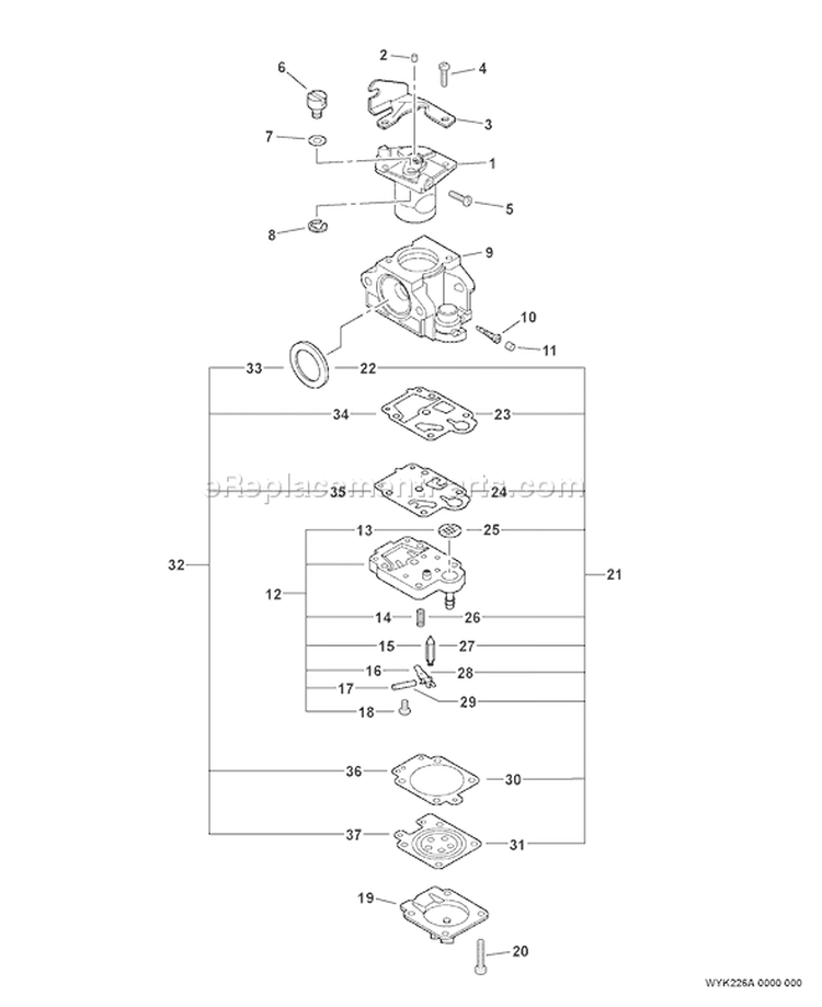 Page A Diagram and Parts List for SRM-410U S05704001001 - S05704999999 Echo Trimmer