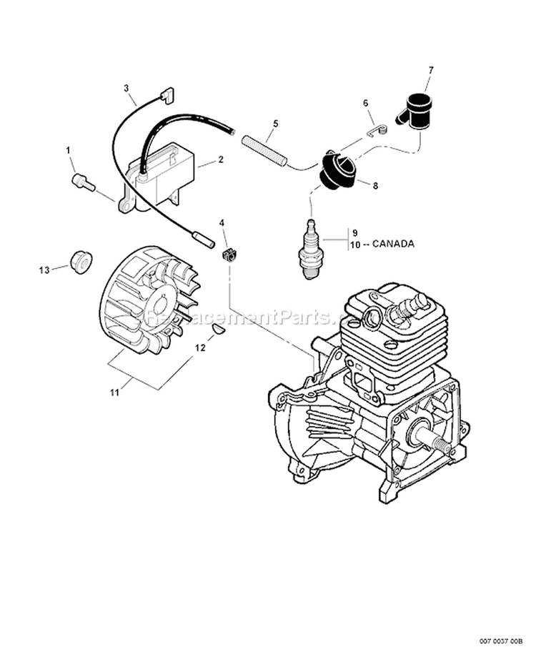 Page J Diagram and Parts List for SRM-410U S05704001001 - S05704999999 Echo Trimmer