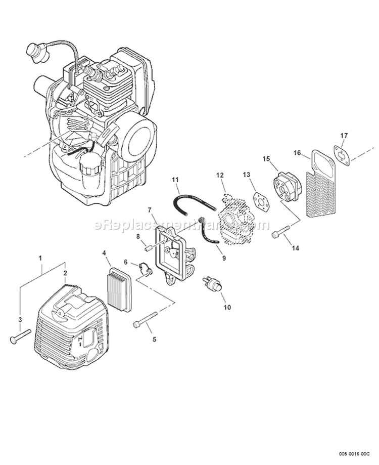 Page K Diagram and Parts List for SRM-410U S05704001001 - S05704999999 Echo Trimmer