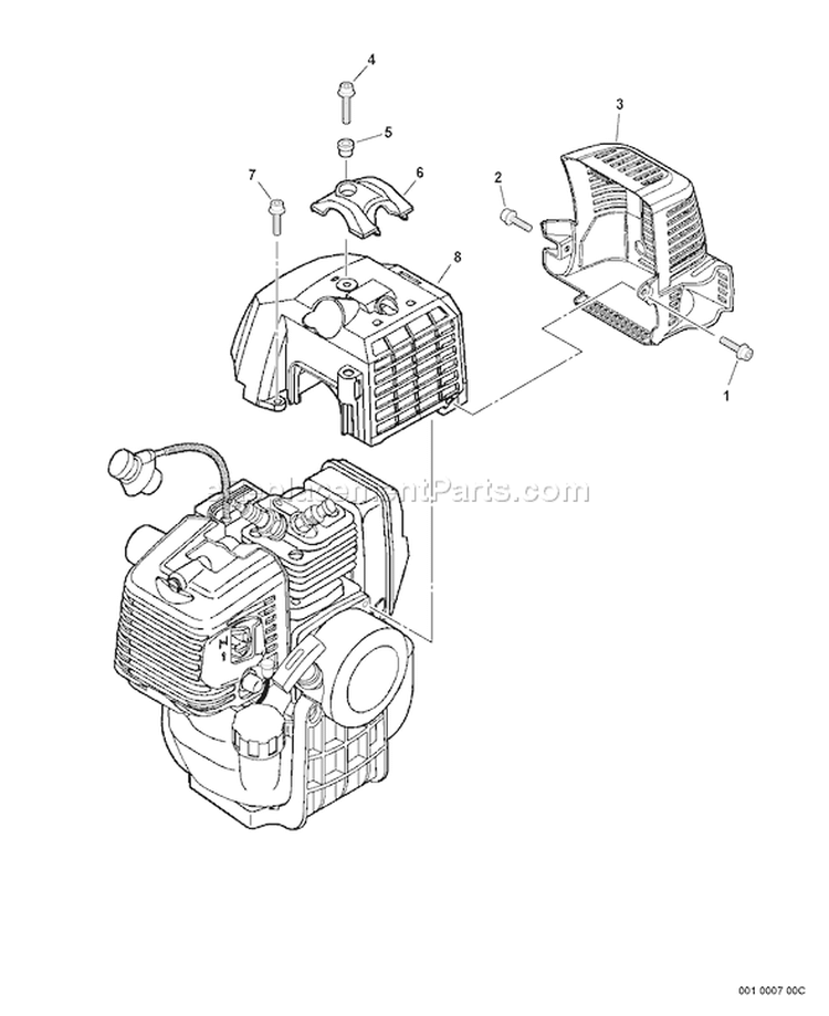 Page B Diagram and Parts List for SRM-410U S05704001001 - S05704999999 Echo Trimmer