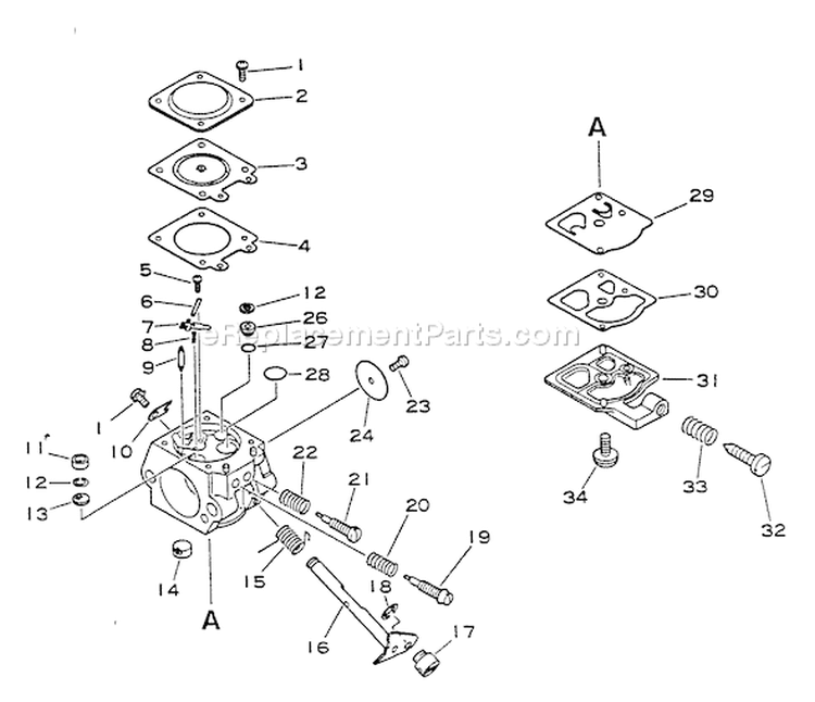 Page A Diagram and Parts List for SRM-4600  Echo Trimmer