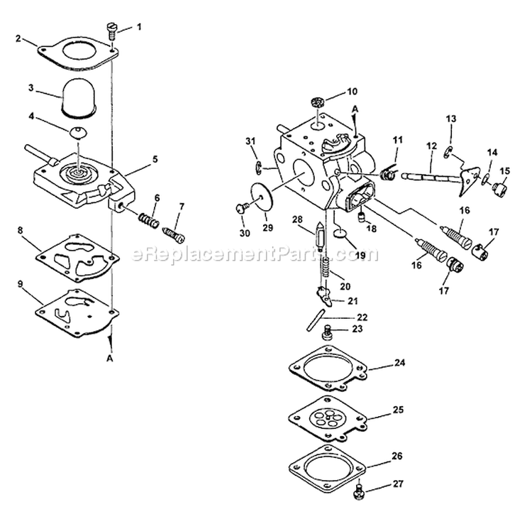 Page A Diagram and Parts List for SRS-2400 Type 1 -After S/N 001001 Echo Pole Saw