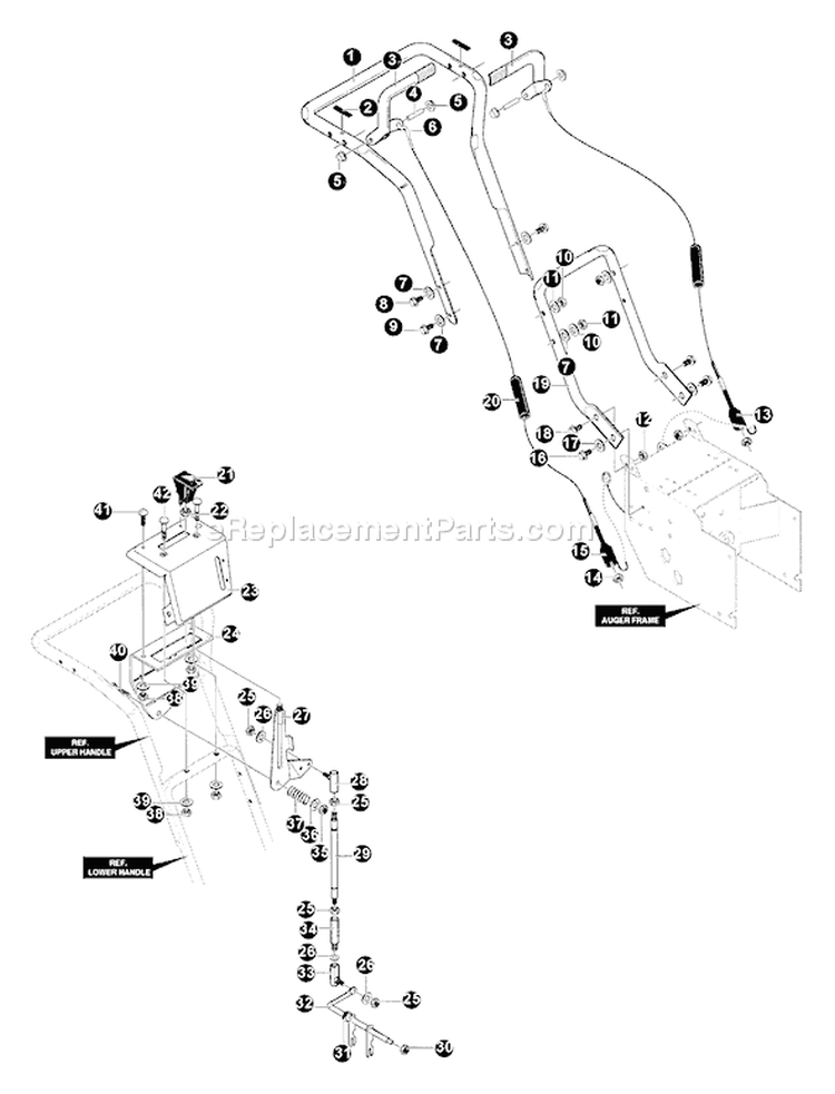 Page E Diagram and Parts List for ST-1033E  Echo Snow Blower