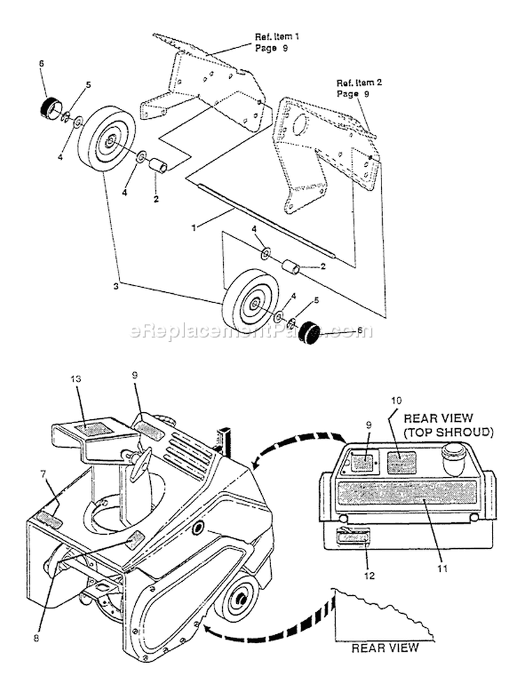 Page G Diagram and Parts List for ST-4500 After S/N 5001181329934 Echo Snow Blower