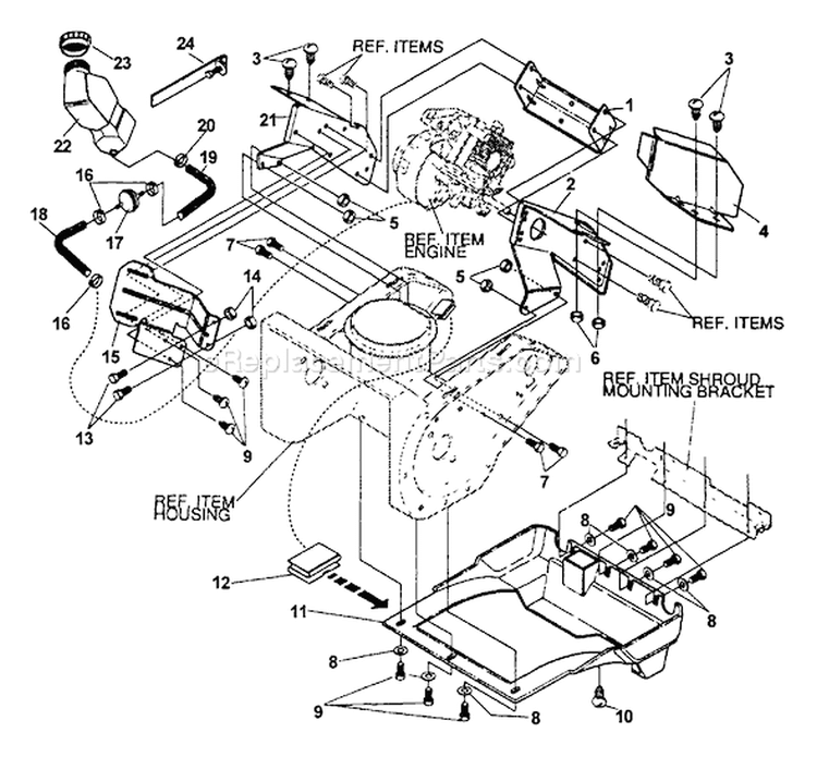 Page C Diagram and Parts List for ST-5000E 001001 - 001456 Echo Snow Blower