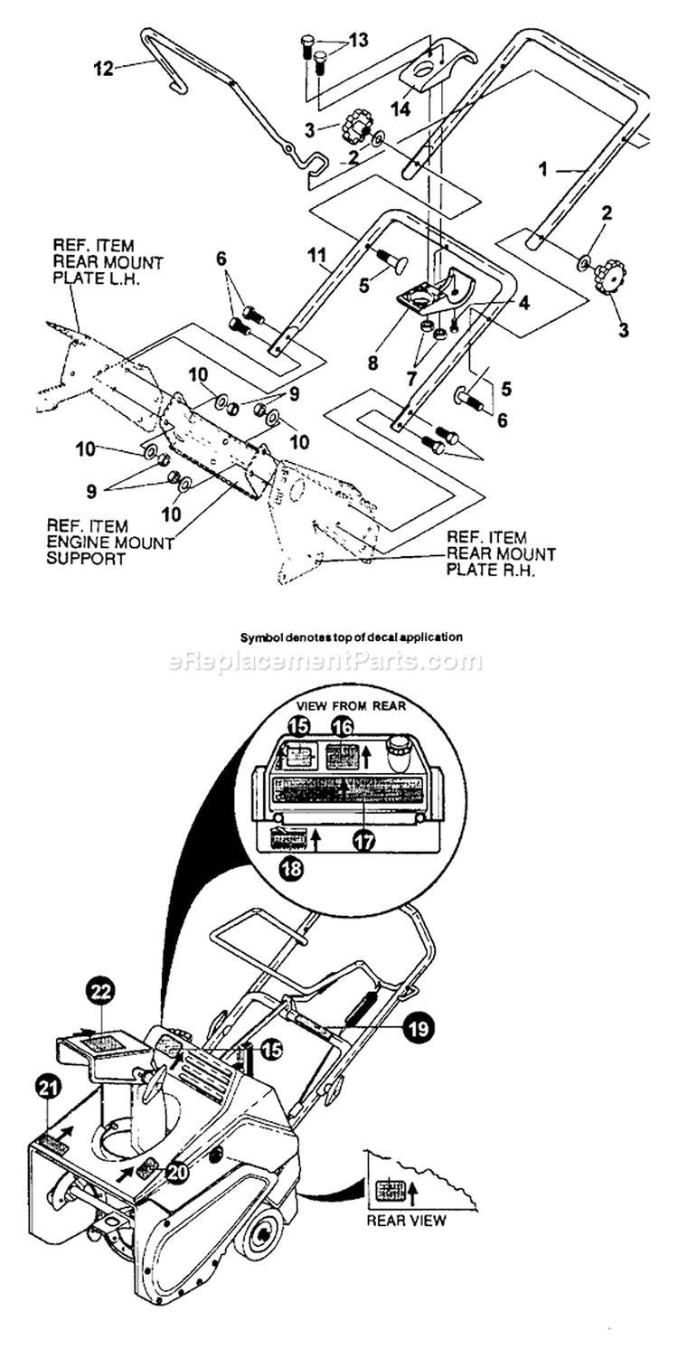 Page D Diagram and Parts List for ST-5000E 001001 - 001456 Echo Snow Blower