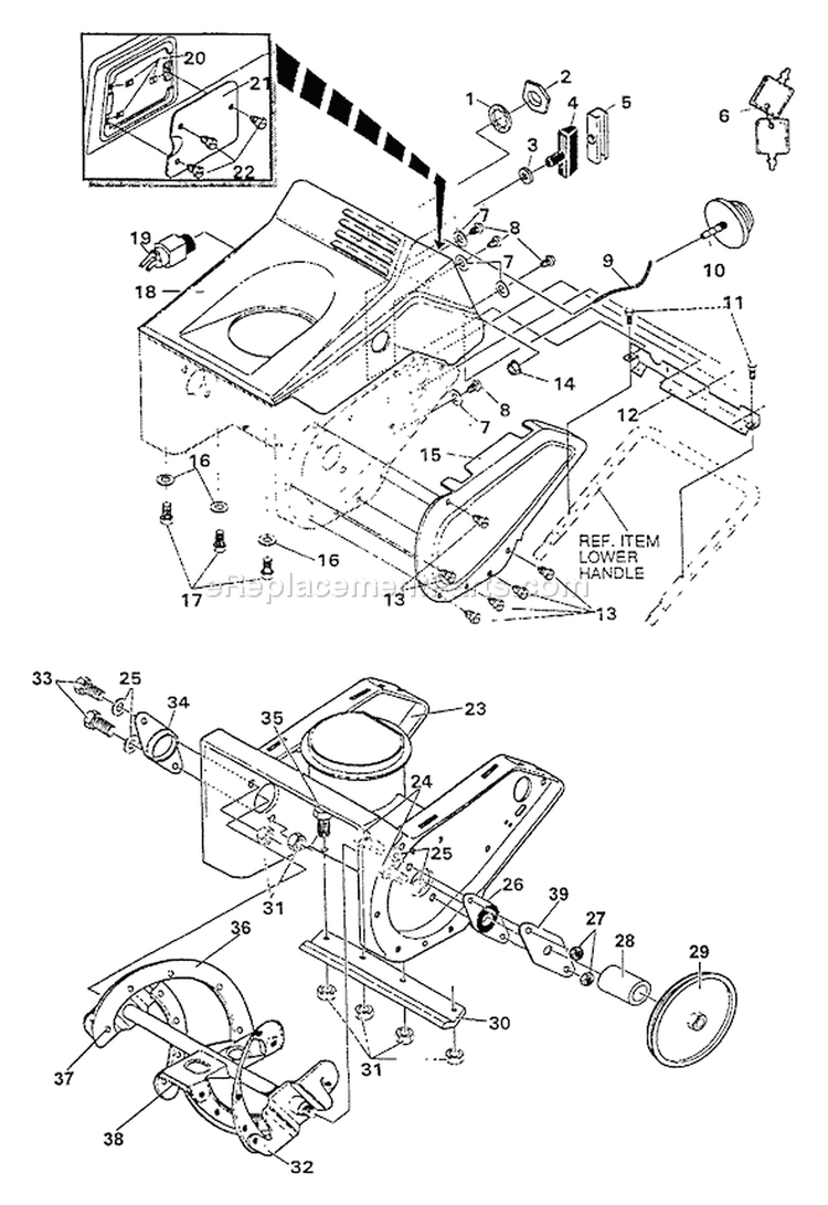 Page F Diagram and Parts List for ST-5000 5001002 - 5001627 Echo Snow Blower