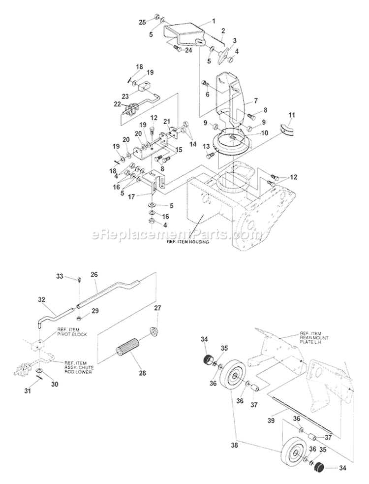 Page B Diagram and Parts List for ST-5000E Type 1E -1998 Model Echo Snow Blower