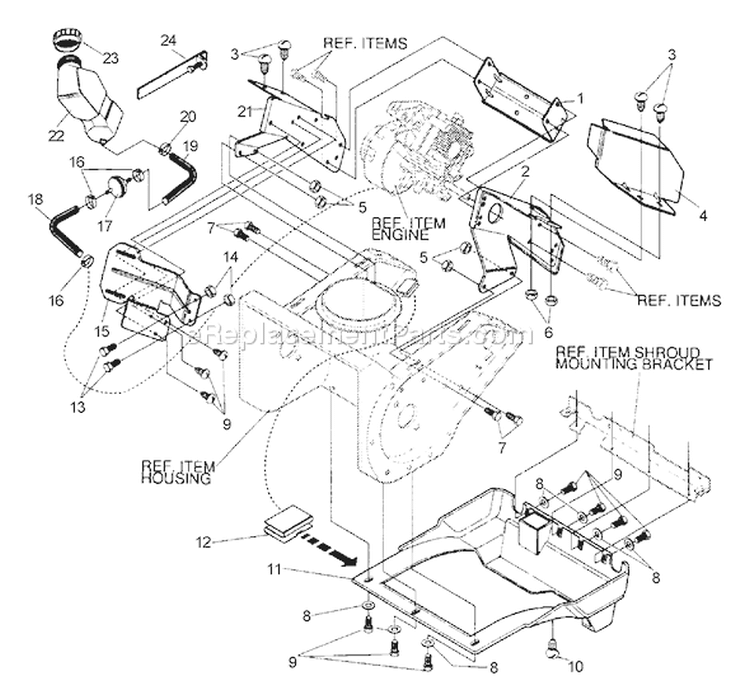 Page D Diagram and Parts List for ST-5000E Type 1E -1998 Model Echo Snow Blower