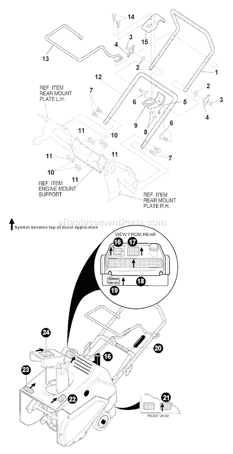 Page E Diagram and Parts List for ST-5000E Type 1E -1998 Model Echo Snow Blower