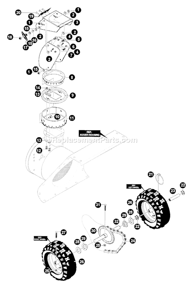 Page B Diagram and Parts List for ST-8027  Echo Snow Blower