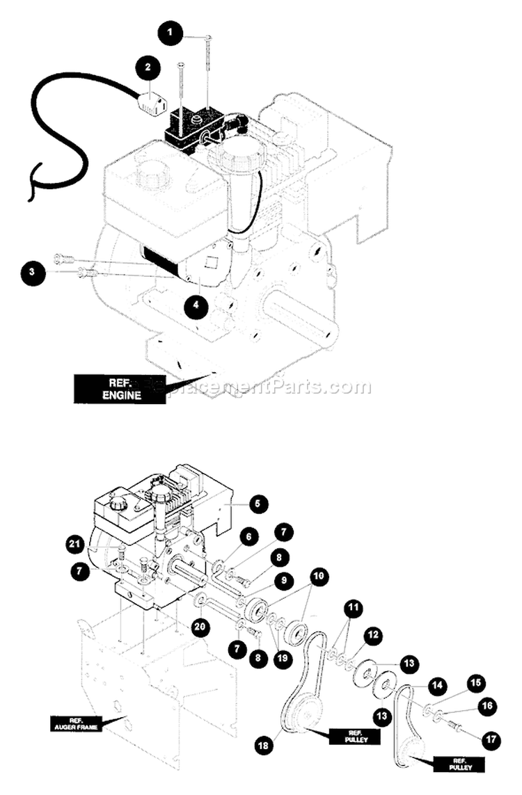 Page F Diagram and Parts List for ST-8027  Echo Snow Blower