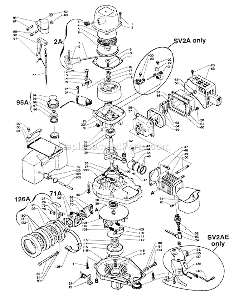Page B Diagram and Parts List for SV-2A  Echo Engine