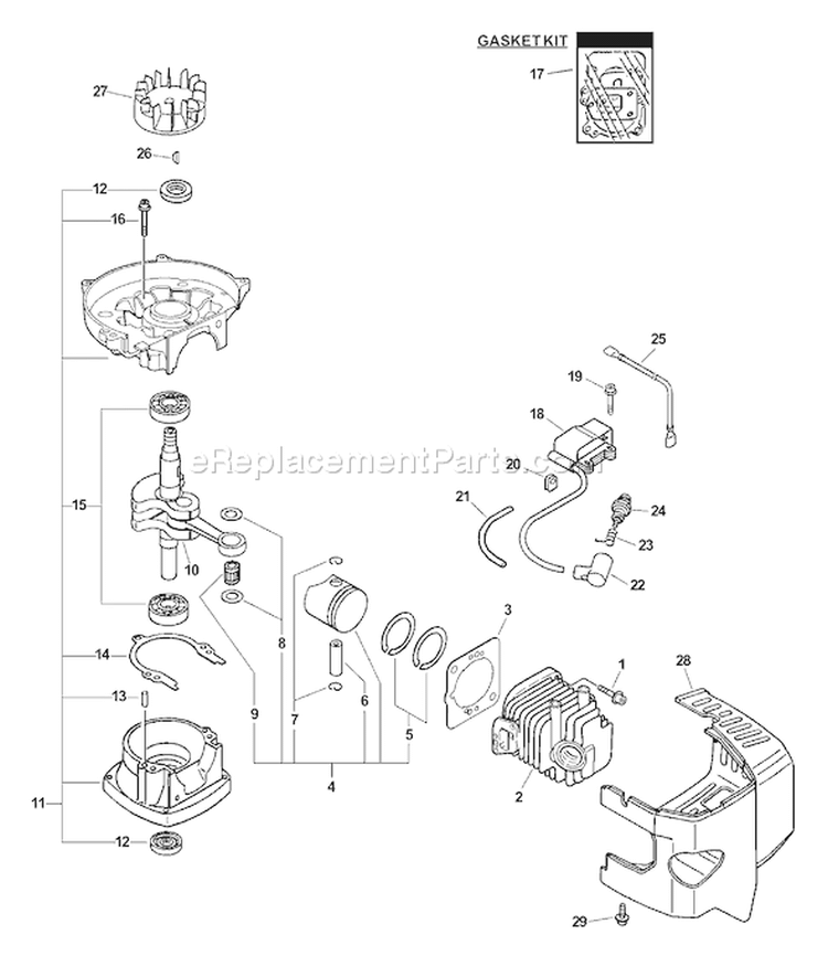 Page B Diagram and Parts List for SV-5CI 05001001-05999999 Echo Engine