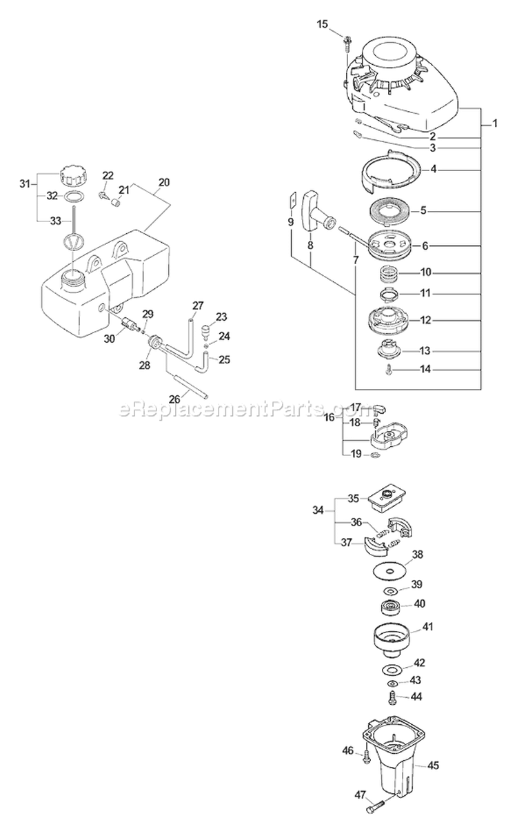 Page D Diagram and Parts List for SV-5CI 05001001-05999999 Echo Engine