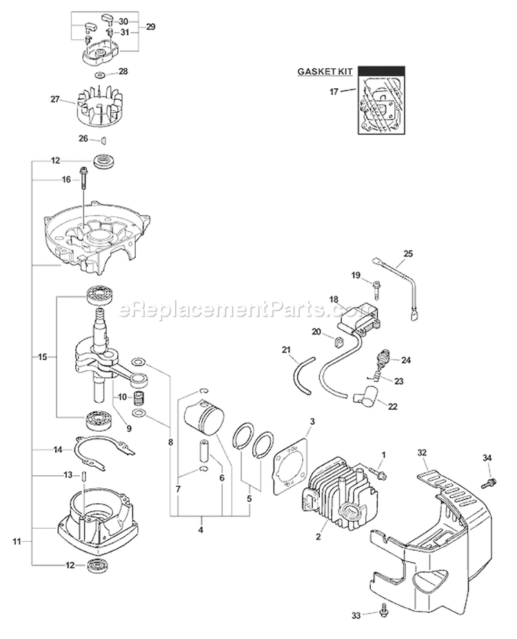 Page B Diagram and Parts List for SV-6/1 36001001-36999999 Echo Engine