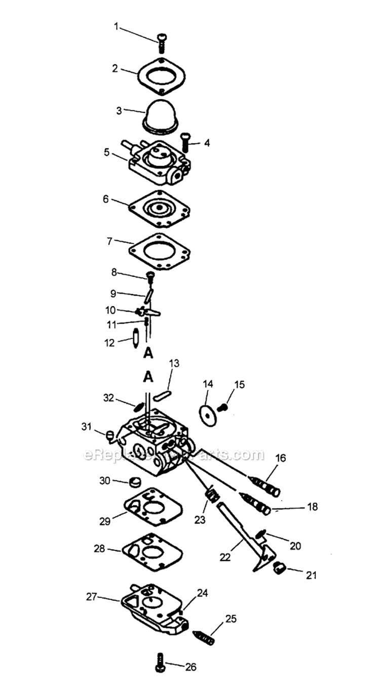 Carburetor - C1U-K54A SN 014147-999999 Diagram and Parts List for TC-2100 Type 1 S/N: 001001-999999 Echo Tiller