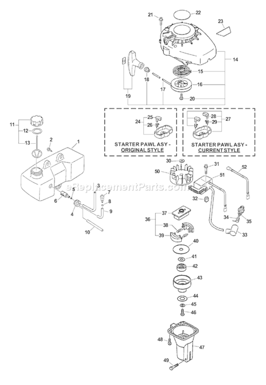Page F Diagram and Parts List for TC-2100 Type 1E -023313-999999, Canada - 018677-999999 Echo Tiller