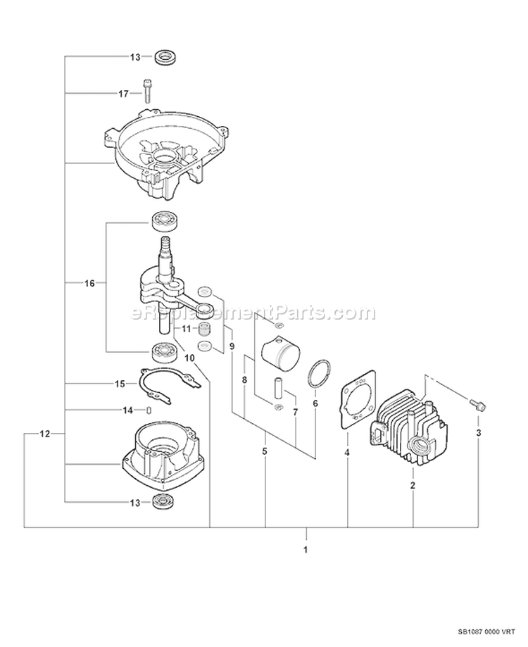 Page E Diagram and Parts List for TC-210 E14013001001 - E14013999999 Echo Tiller