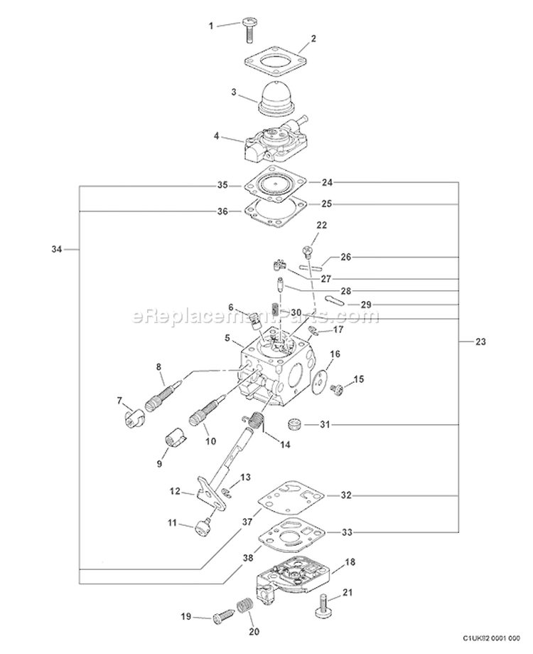 Page A Diagram and Parts List for TC-210I 10001001 - 10999999 Echo Tiller