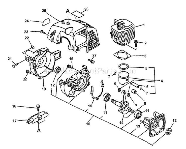 Page B Diagram and Parts List for TSI-21 After S/N 001001 Echo Trimmer