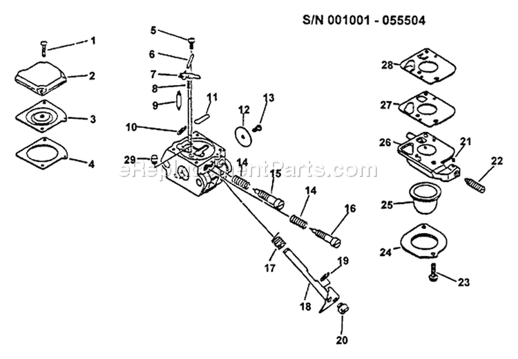 Page A Diagram and Parts List for TT-21A 001001-055504 Echo Trimmer