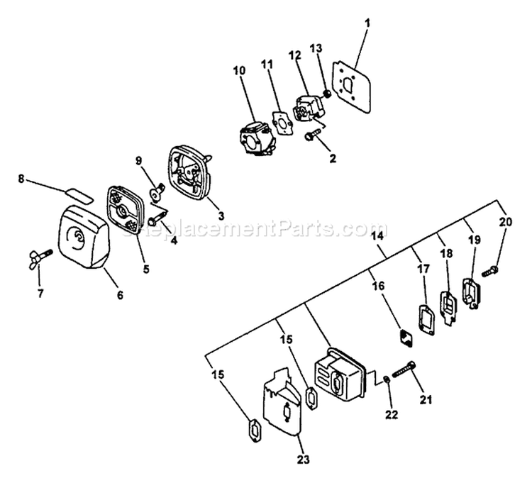 Page D Diagram and Parts List for TT-21A Type 1E - After S/N 001001 Echo Trimmer