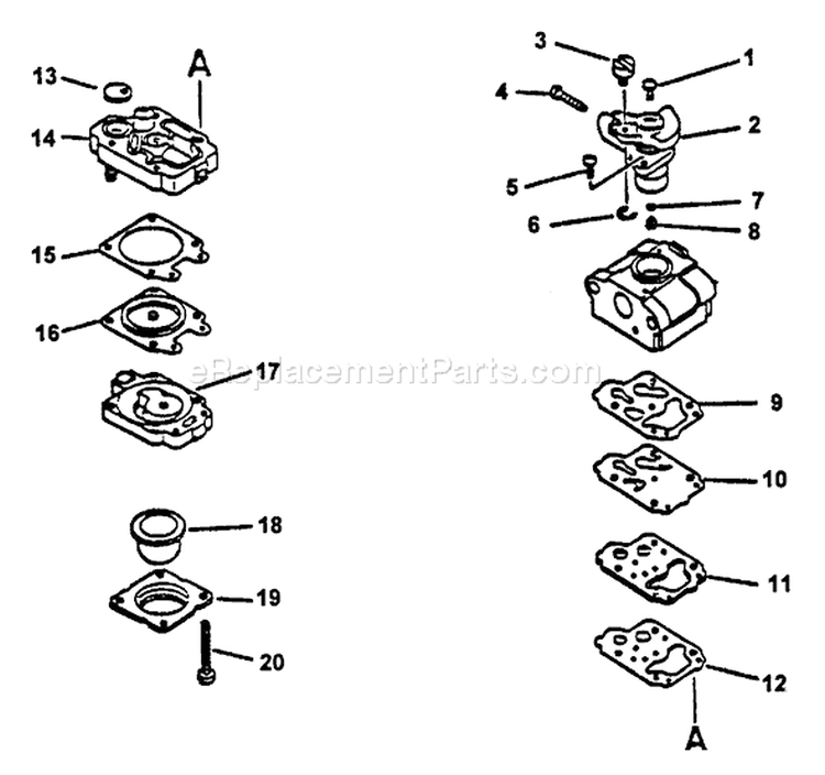Page A Diagram and Parts List for TT-21 After S/N 004001 Echo Trimmer