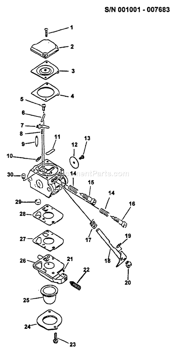 Page A Diagram and Parts List for TT-24A After S/N 001001 Echo Trimmer
