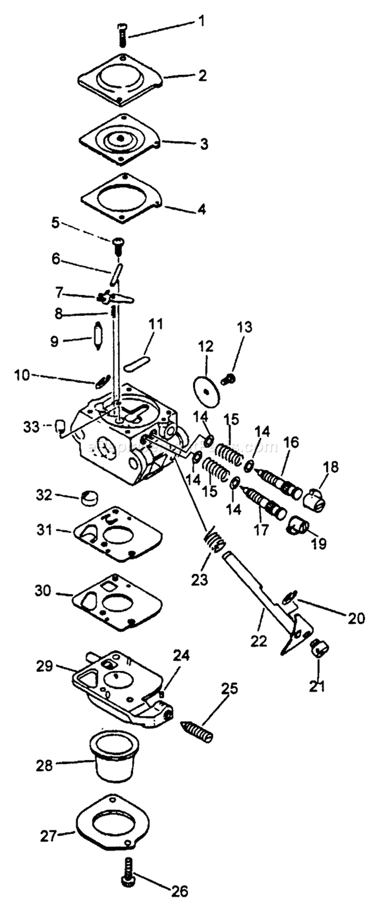 Page A Diagram and Parts List for TT-24A Type 1E - After S/N 001001 Echo Trimmer