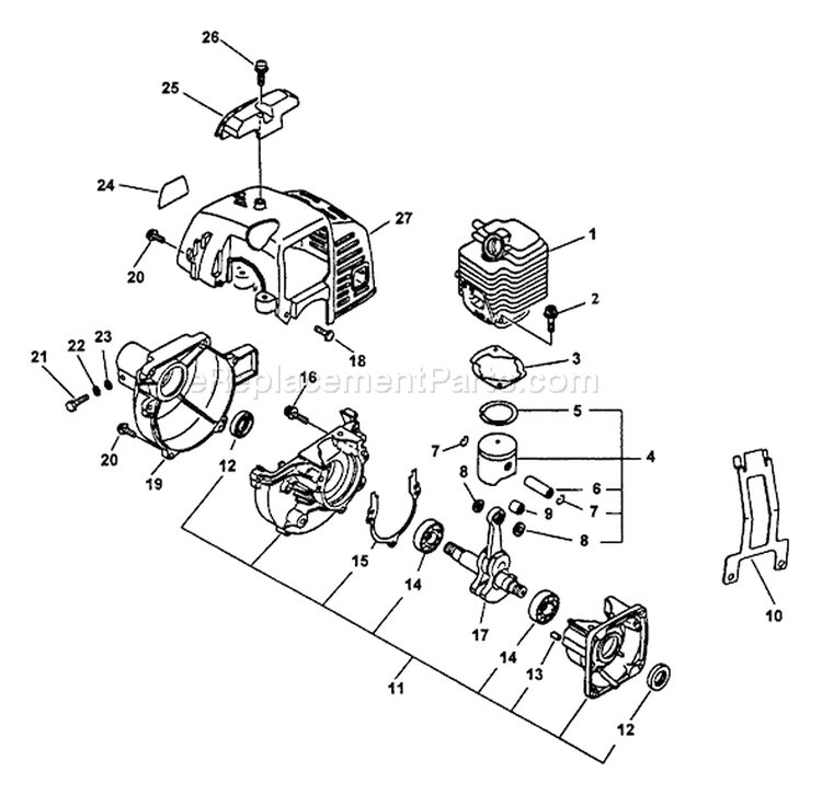 Page B Diagram and Parts List for TT-24A Type 1E - After S/N 001001 Echo Trimmer