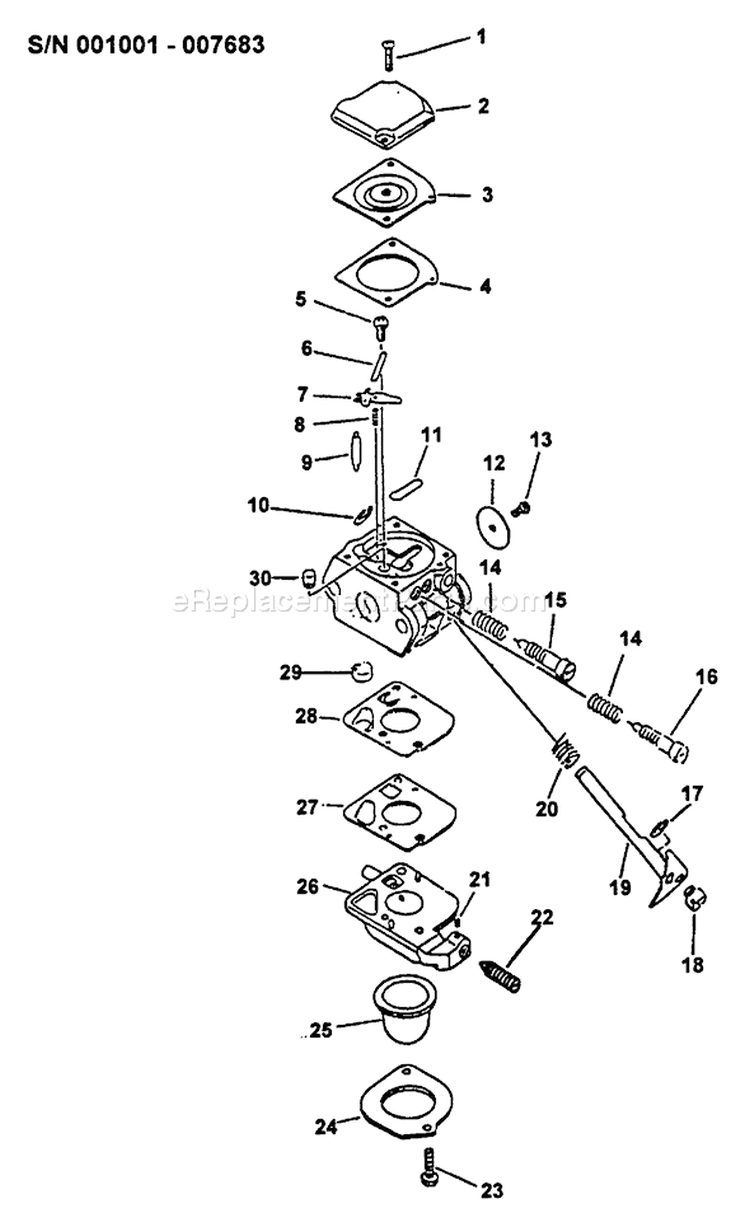 Page A Diagram and Parts List for TT-24 After S/N 001001 Echo Trimmer