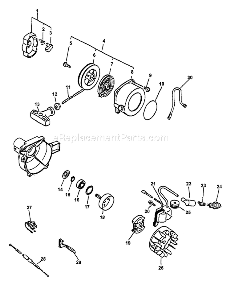 Page F Diagram and Parts List for TT-24 After S/N 001001 Echo Trimmer