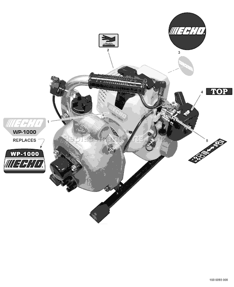 Page K Diagram and Parts List for WP-1000 Type 1 -010406-999999 Echo Water Pump