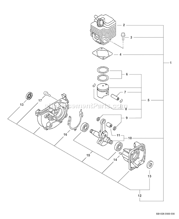 Page C Diagram and Parts List for WP-1000 Type 1 -010406-999999 Echo Water Pump