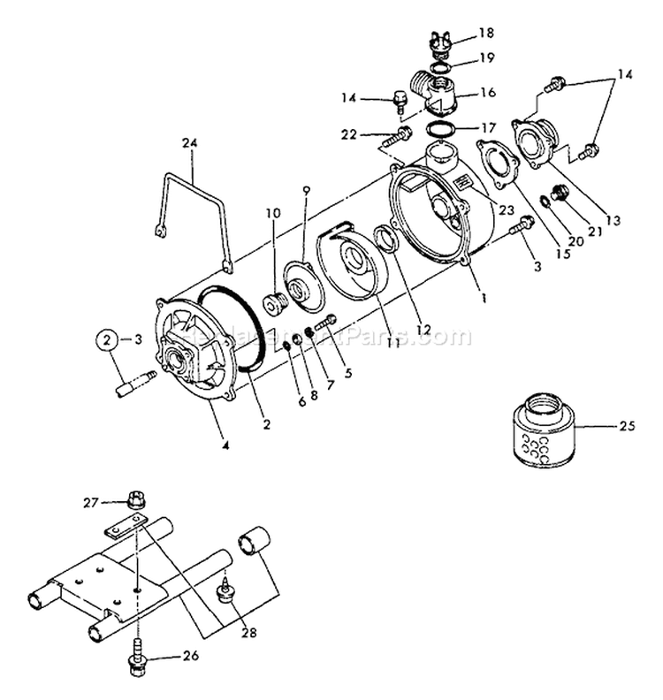 Page J Diagram and Parts List for WP-1500 After S/N 02432 Echo Water Pump