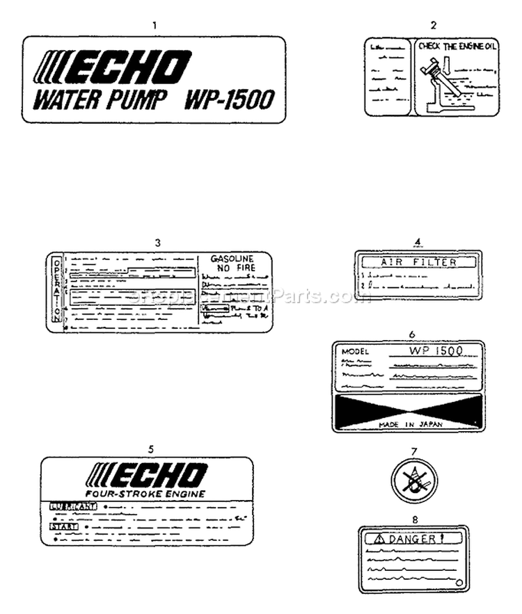 Page I Diagram and Parts List for WP-1500 After S/N 02432 Echo Water Pump