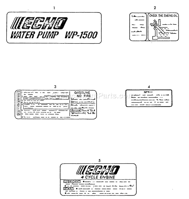 Page H Diagram and Parts List for WP-1500 Before S/N 02431 Echo Water Pump