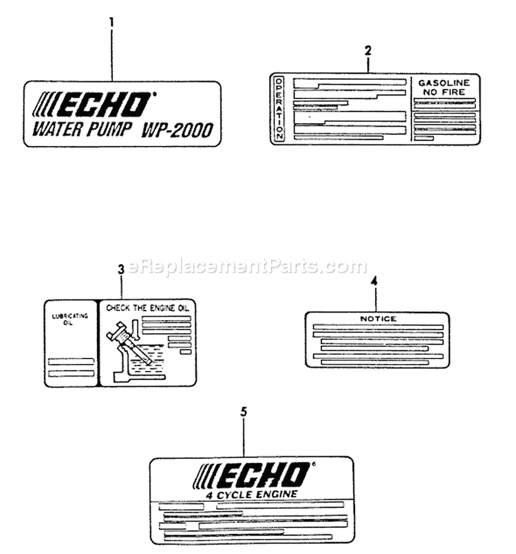 Page N Diagram and Parts List for WP-2000 Before S/N A1009 Echo Water Pump