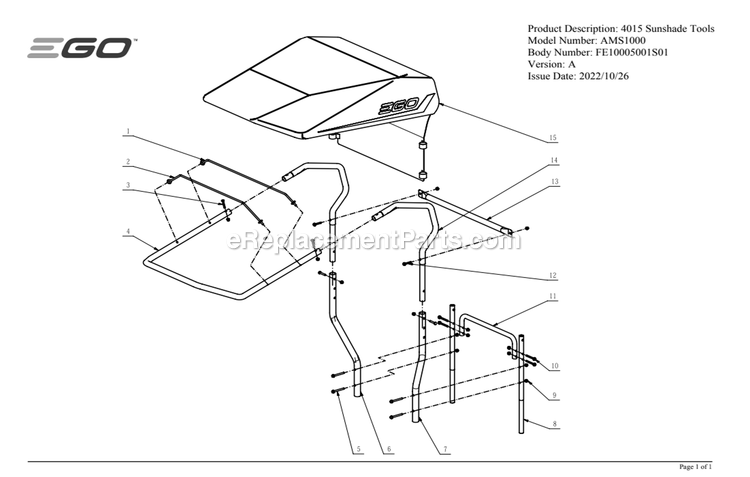 Page A Diagram and Parts List for AMS1000 A Ego Lawn Mower