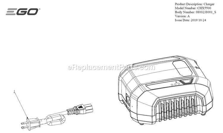 Page A Diagram and Parts List for CHX5500 A Ego Lawn Tractor Accessories